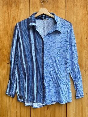 David Cline Denim Snap Front Top Sz Large